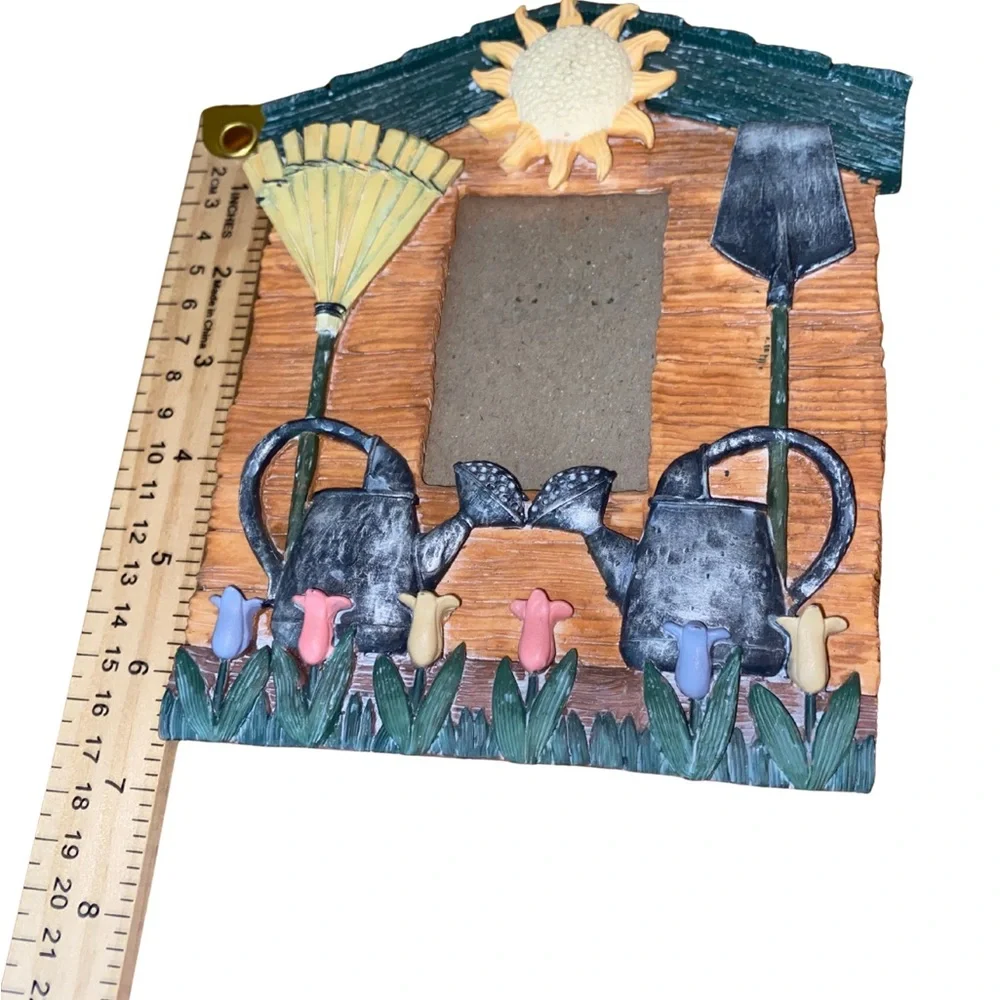 Garden Theme Resin‎ Photo Frame Sun Watering Can Flowers Rustic Decor 4x6